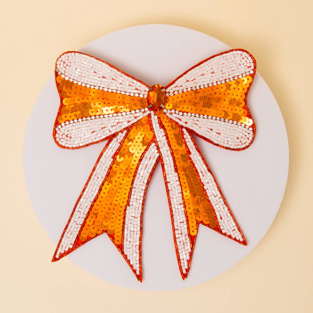 Sequins Bow Striped Ribbon Hair Clip