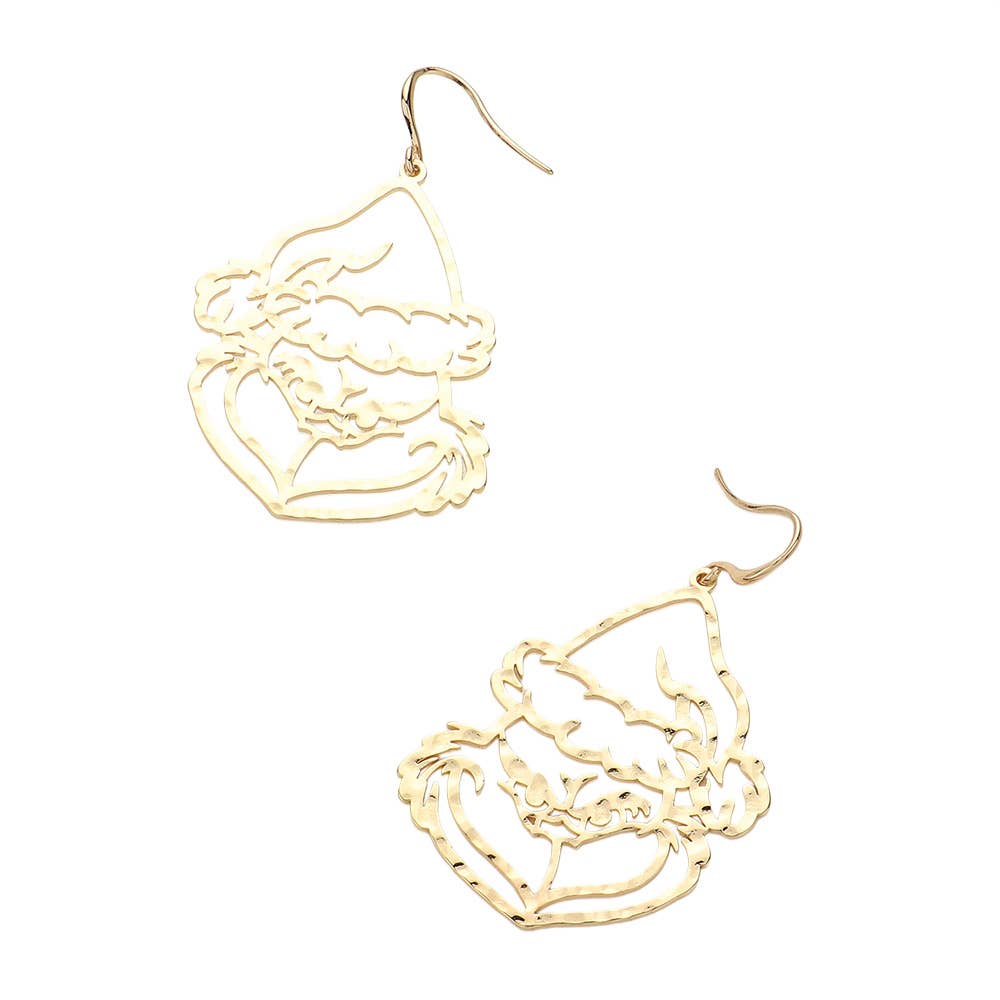 Metal Christmas Grinch Dangle Earrings