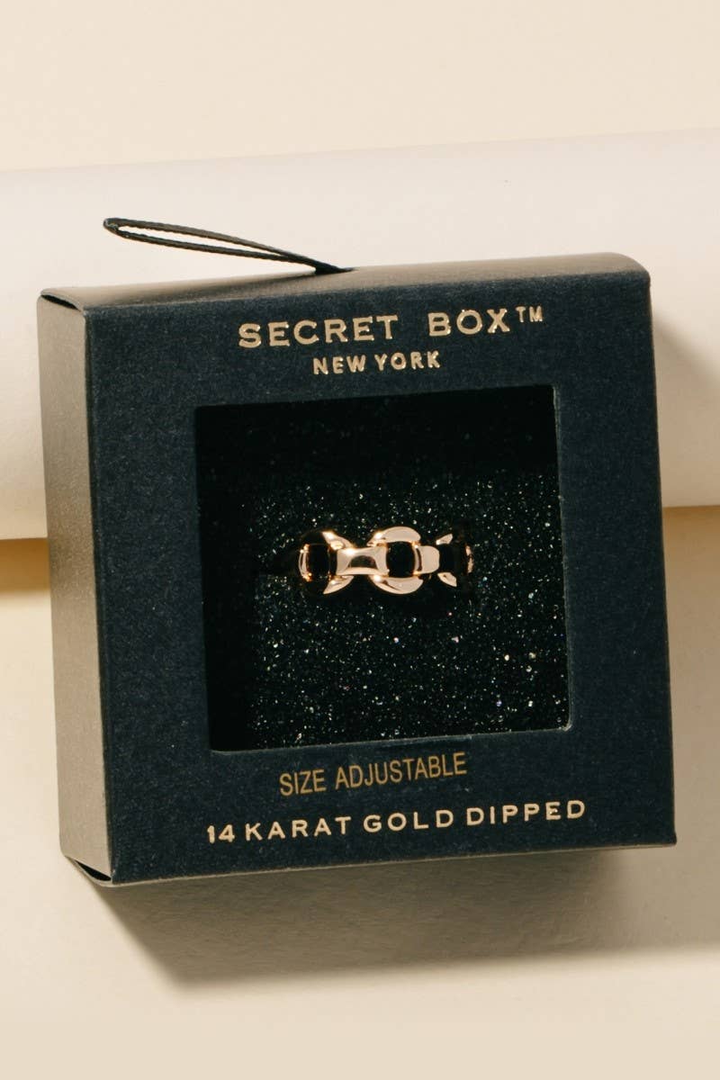 Gold Dipped Adjustable Solid Chain Open Band Ring