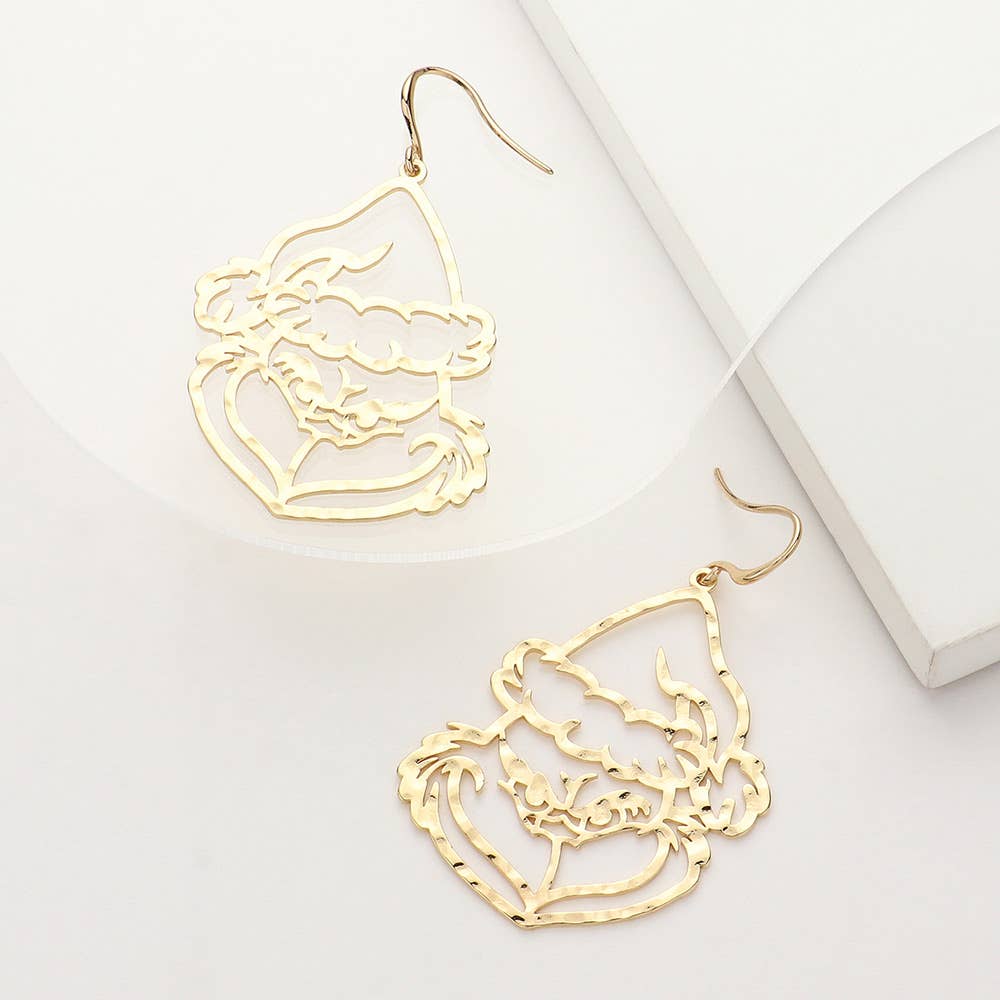Metal Christmas Grinch Dangle Earrings