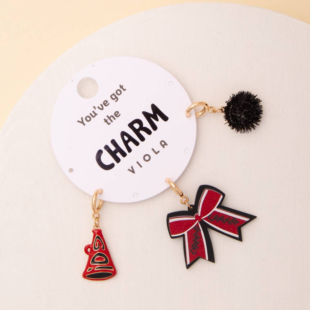 Charm Set Featuring Pom Pom, Megaphone, and Glittered Bow