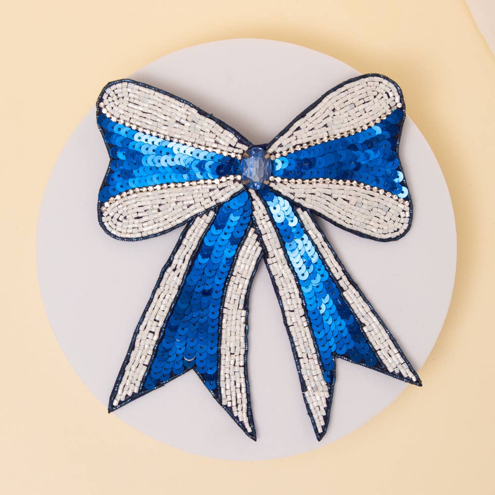 Sequins Bow Striped Ribbon Hair Clip