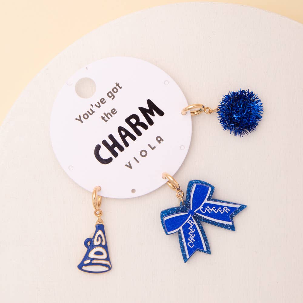 Charm Set Featuring Pom Pom, Megaphone, and Glittered Bow