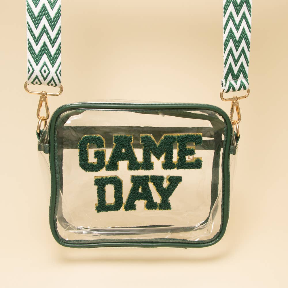 “Game Day” Fuzzy Chenille Clear Crossbody Bag
