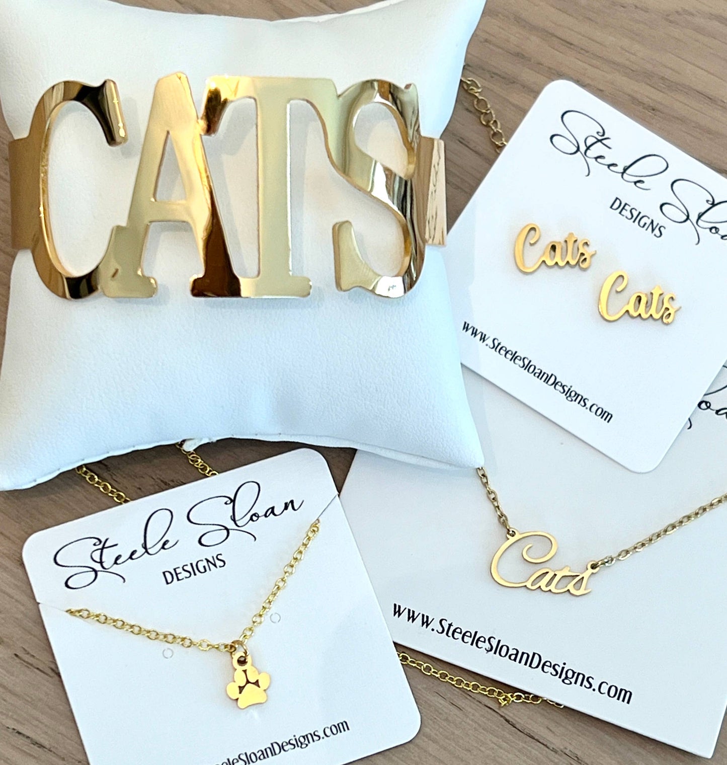 CATS Bangle Bracelets Tarnish Resistant All Caps -Go CATS