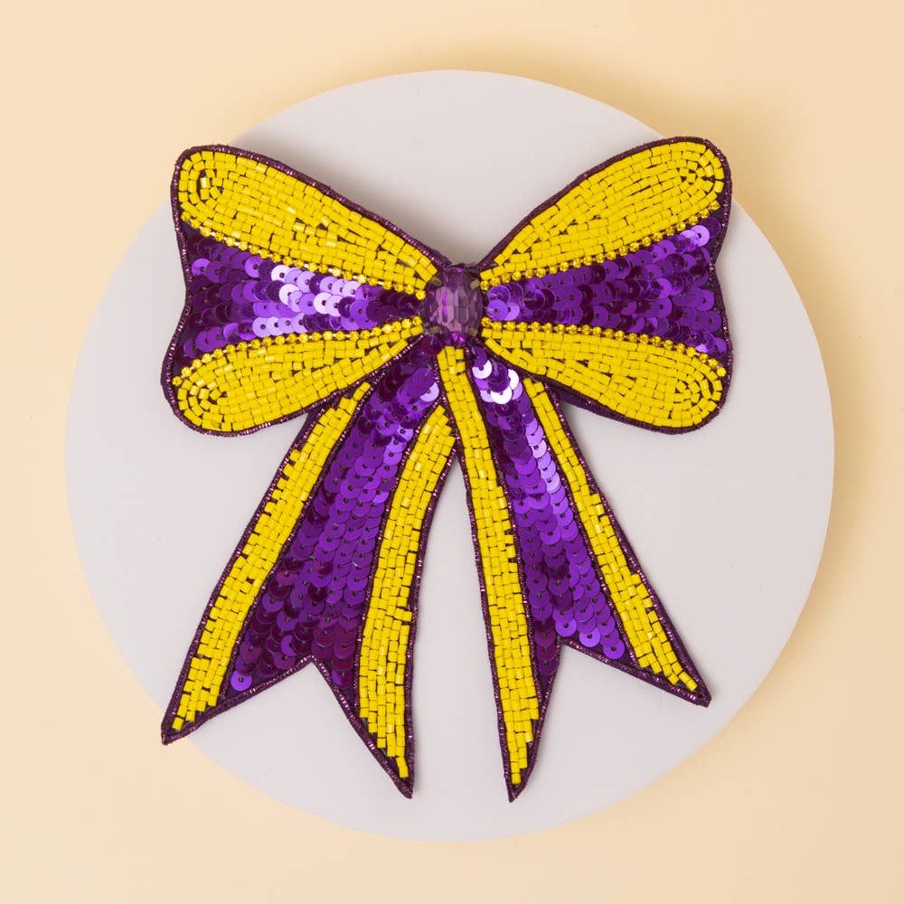 Sequins Bow Striped Ribbon Hair Clip
