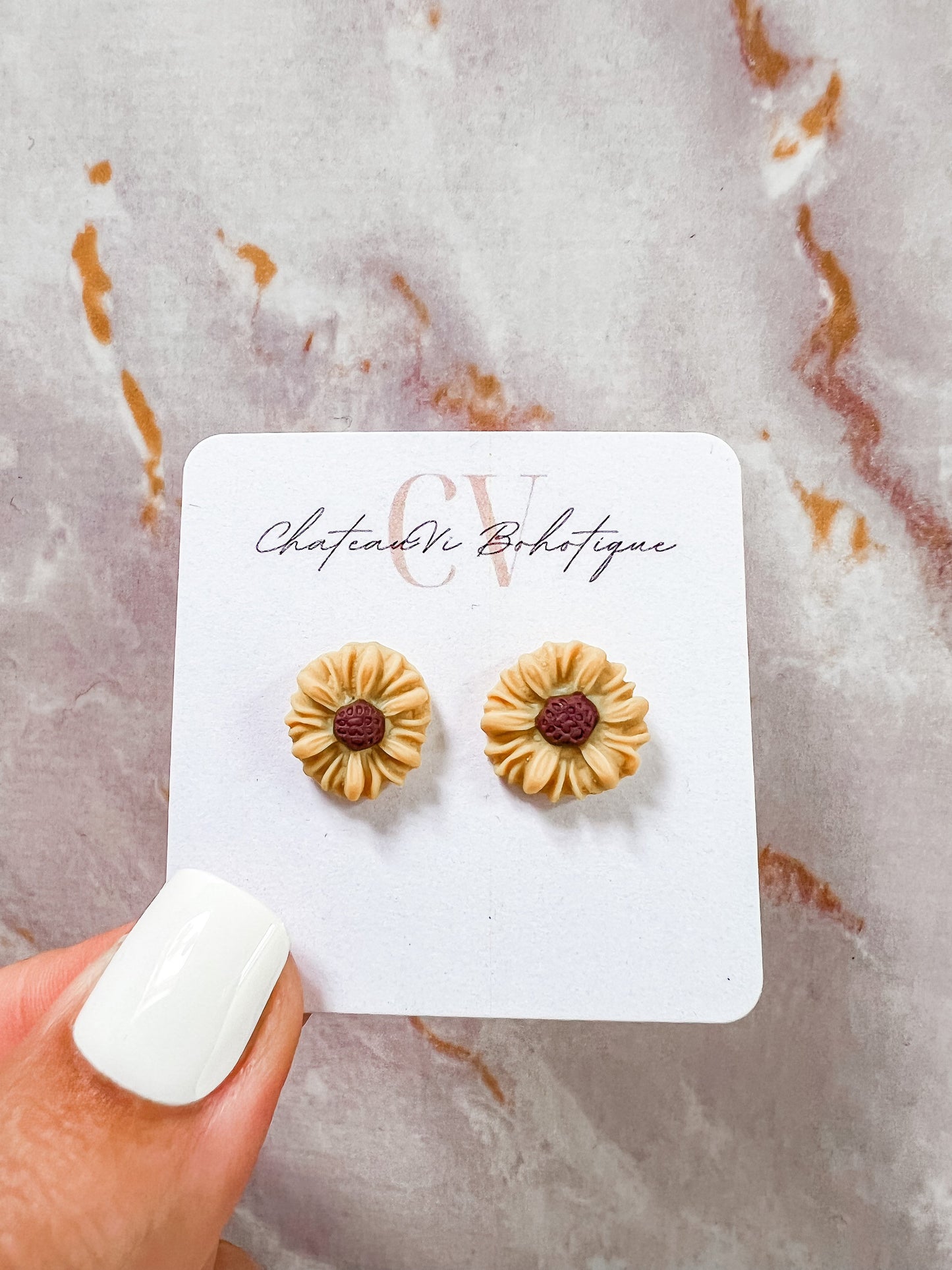 Sunflower Stud Earrings | Polymer Clay | Sunflower