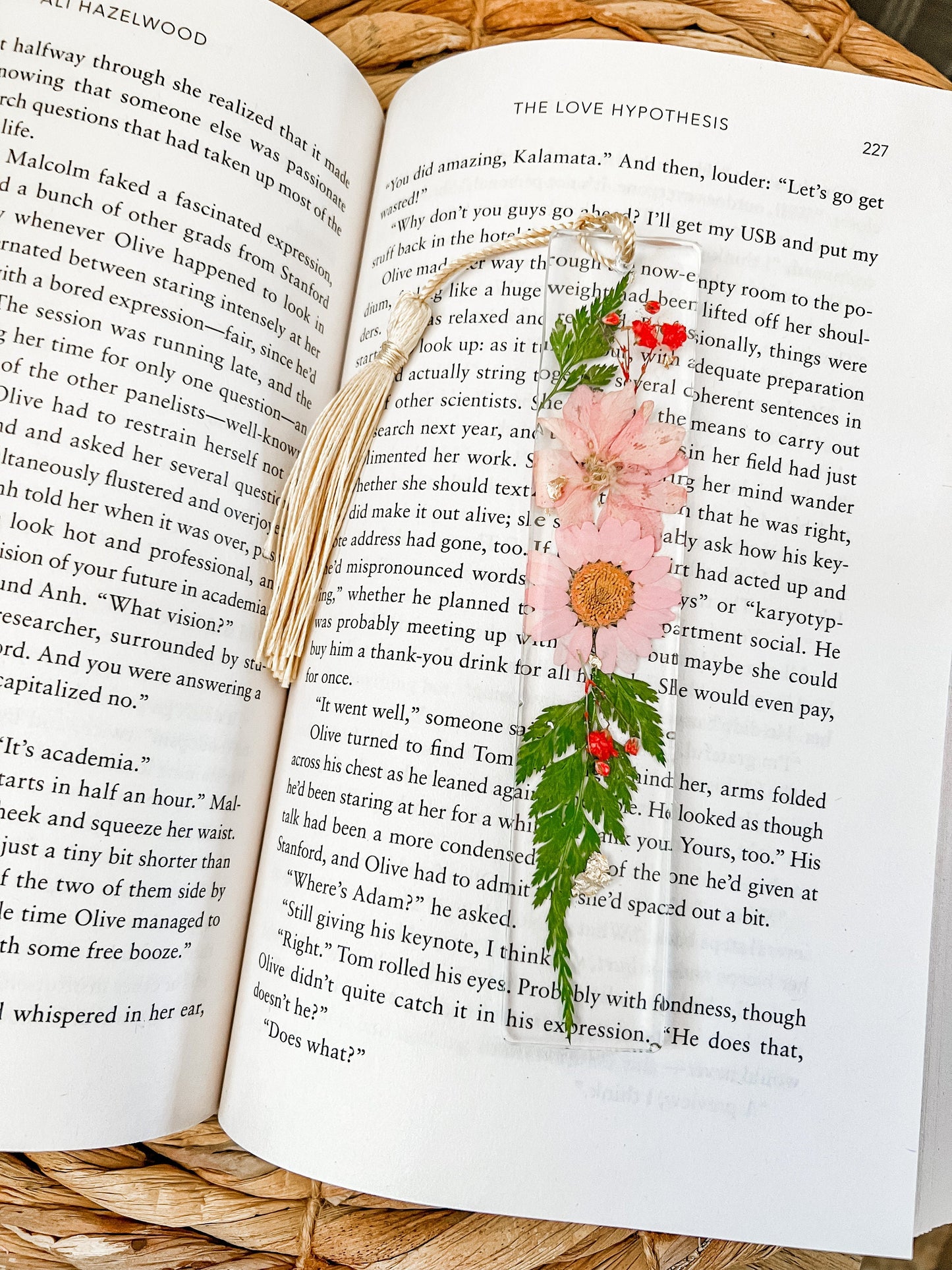 Pink Boho Resin Bookmark | Pressed Flowers | Book Lover Gift