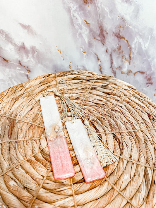 Rose Gold Resin Bookmarks| Pink Gold Bookmark | White Sparkle Resin Bookmark