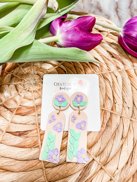 Clay Floral Spring Dangle Earrings