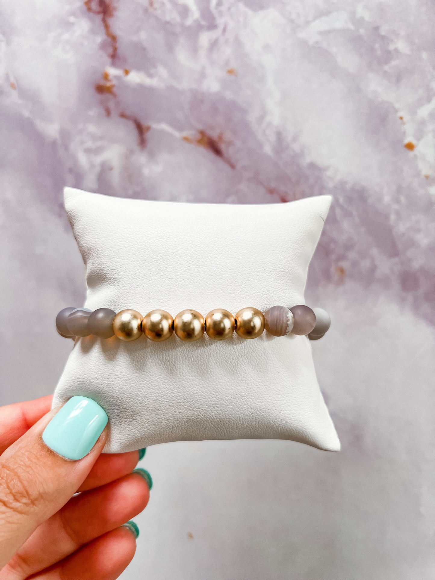 Jasper and Matte Gold Bracelet | Crystal Beaded | Boho | Stackable