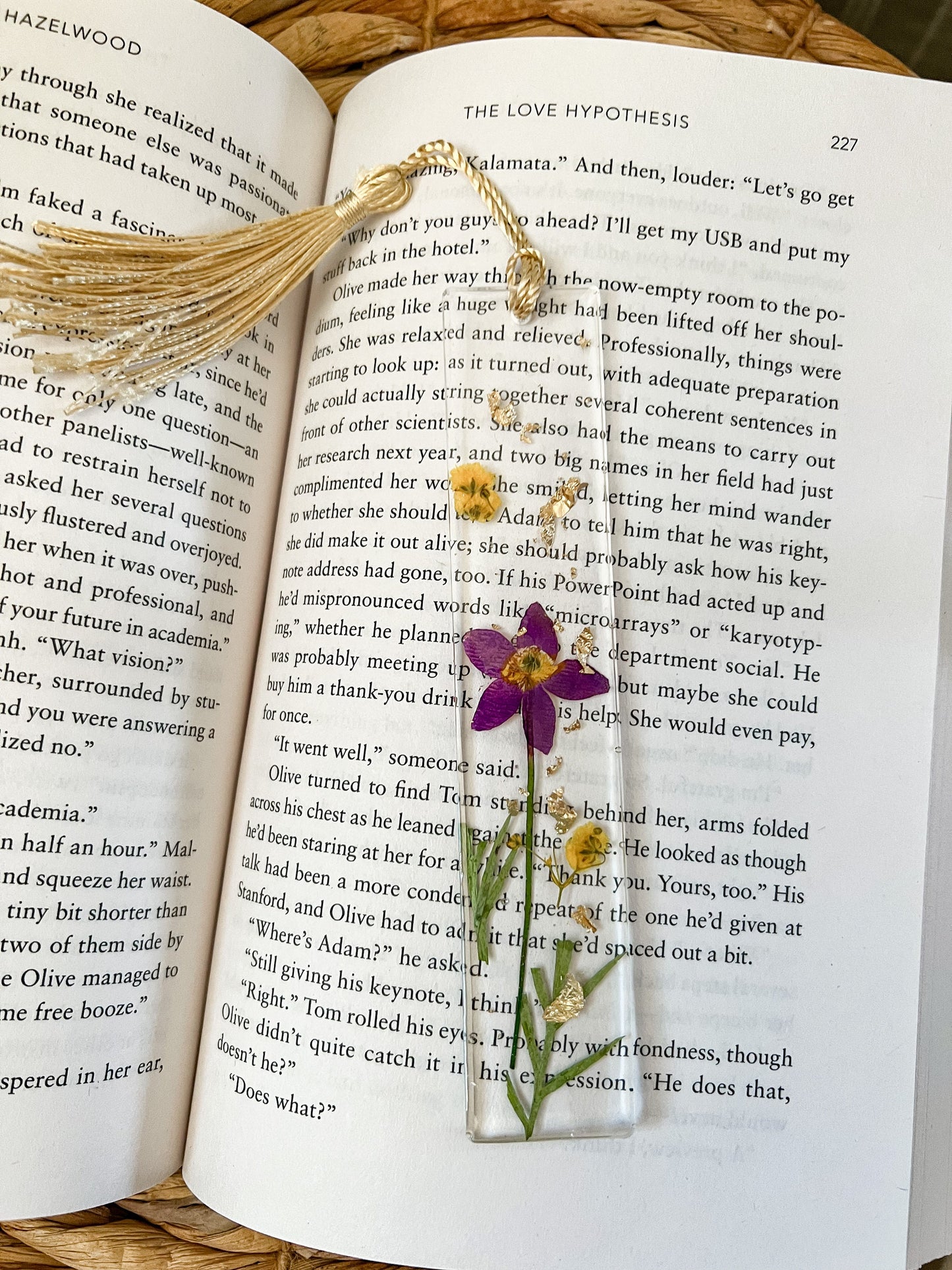 Purple Zinnia Pressed Floral Resin Bookmark