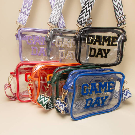“Game Day” Fuzzy Chenille Clear Crossbody Bag