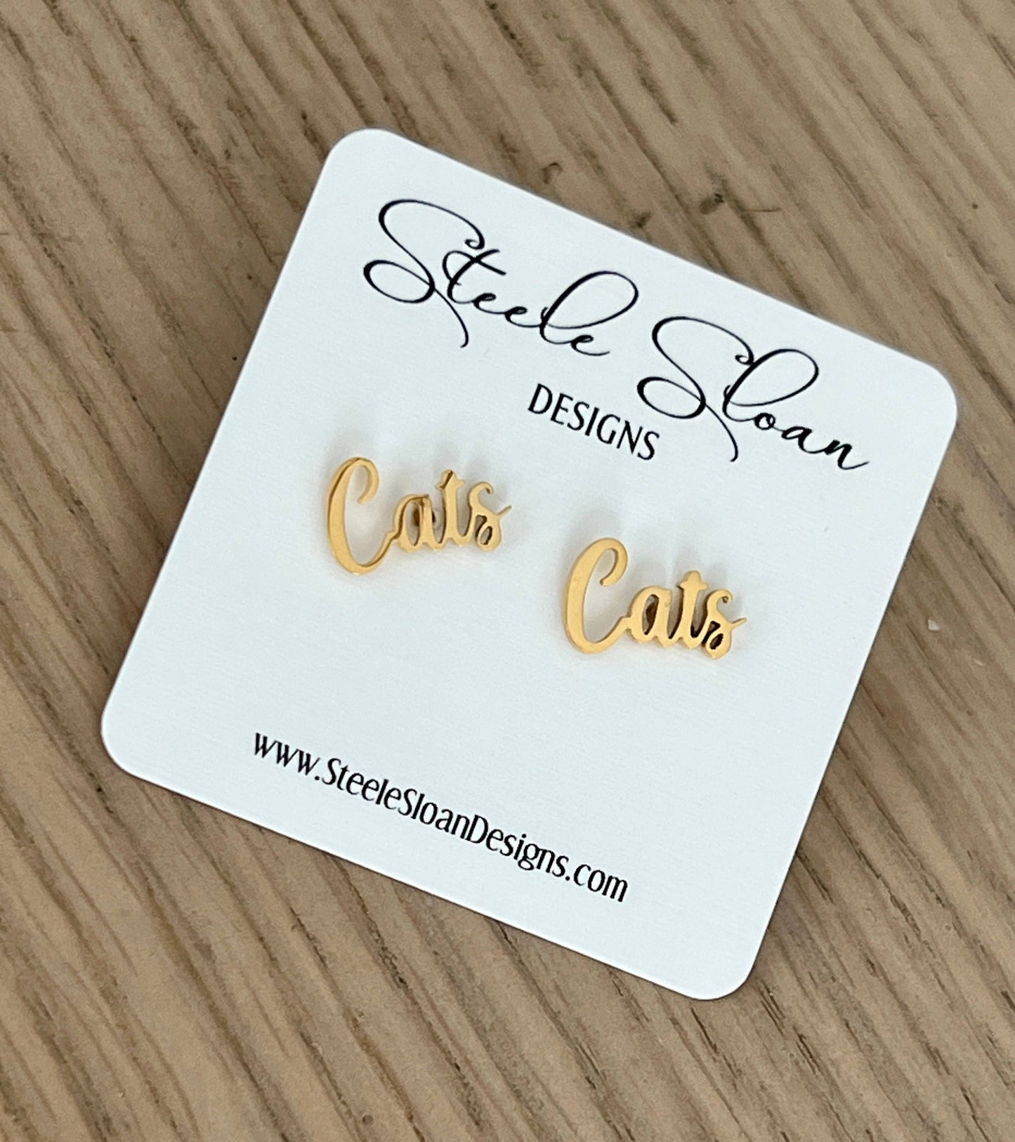 Go Cats Fans Gold Stud Earrings  Cats Team Gift  Go Cats!