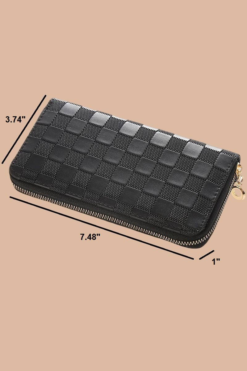 Checkered Monogram Vegan Leather Long Wallet