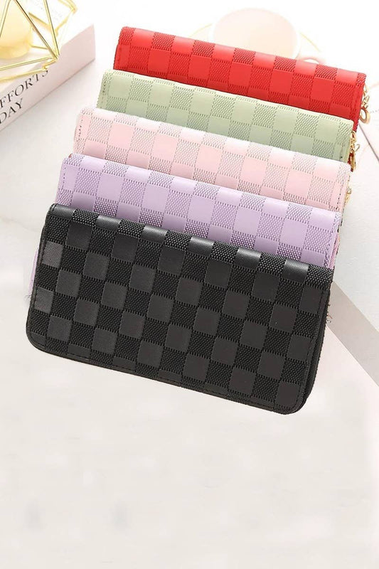 Checkered Monogram Vegan Leather Long Wallet