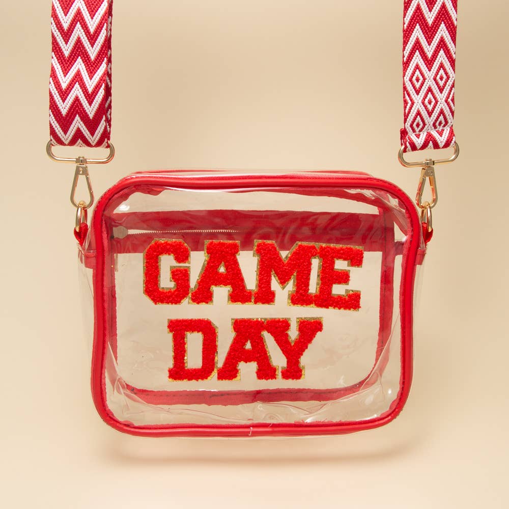 “Game Day” Fuzzy Chenille Clear Crossbody Bag