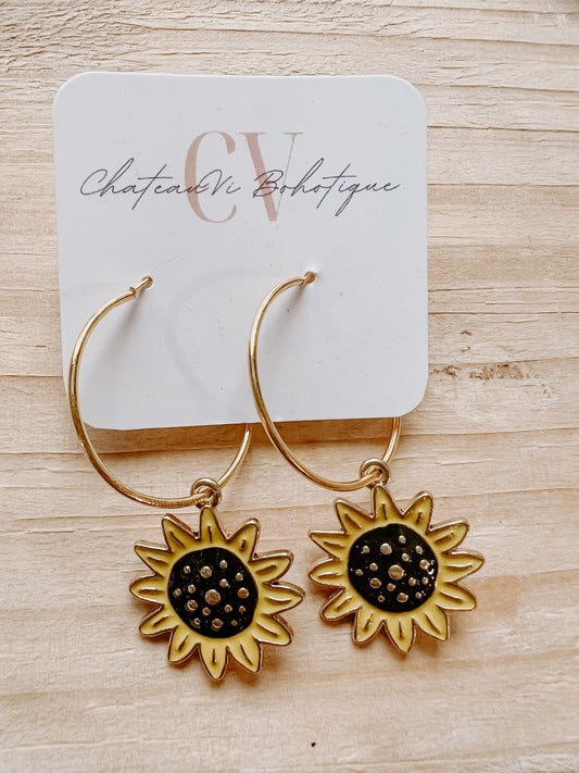 Sunflower Enamel Hoops