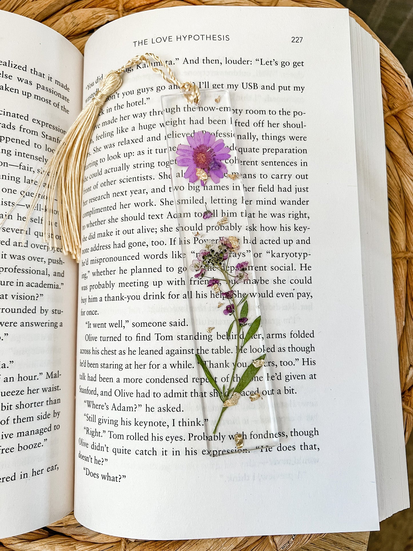 Purple Daisy Wildflower Resin Bookmark | Book Lover Gift | Real Flowers | Babies Breath