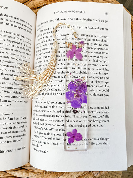 Purple Pansy Flower Resin Bookmark | Book Lover Gift | Real Pressed Flowers