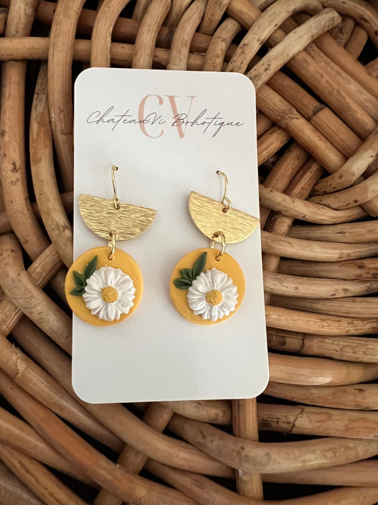 Daisy Clay Hook Earrings