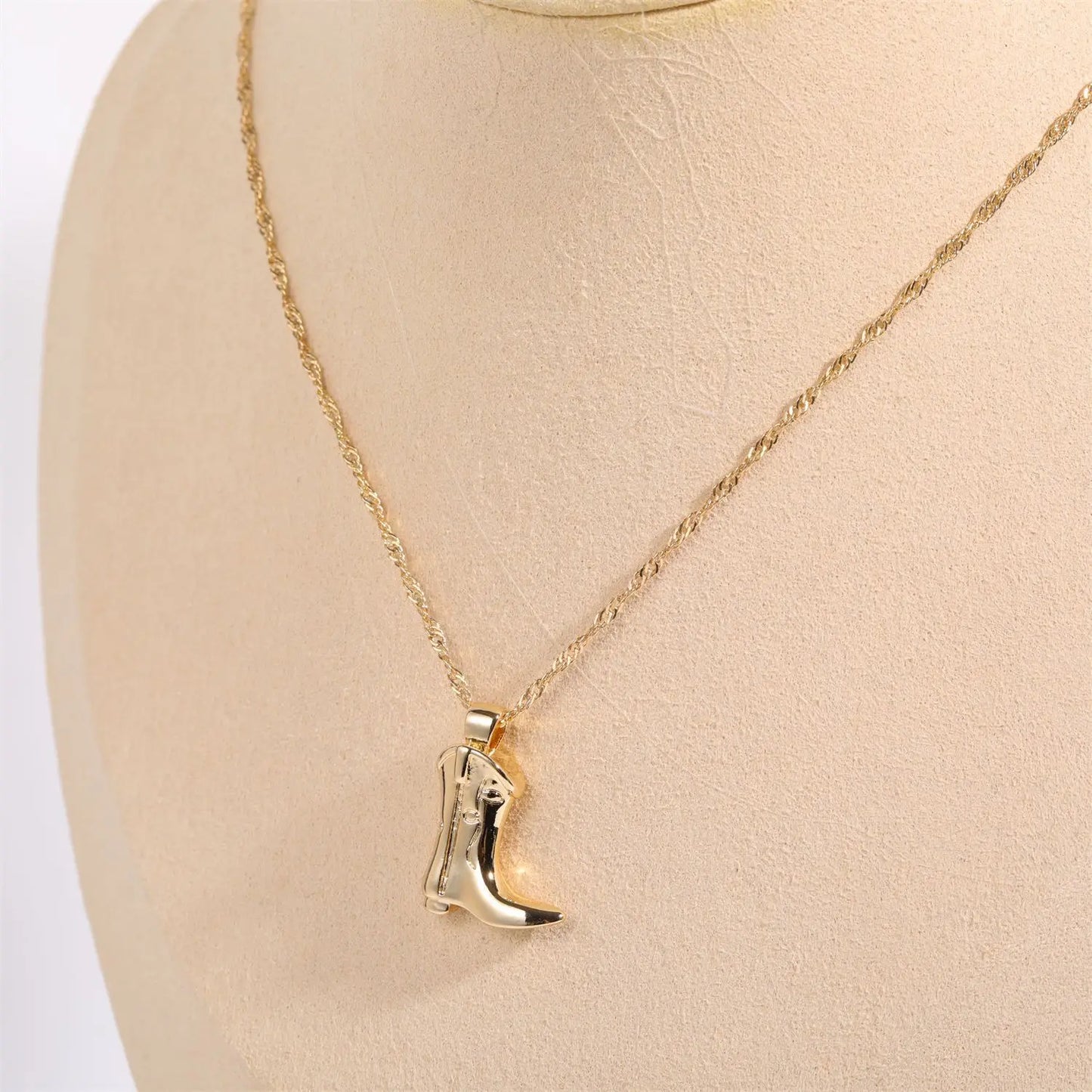 Stainless Steel Cowboy Boots Pendant Necklace For Women Vintage Punk Gold Plated Shoes Clavicle Chain Delicate Lucky Jewelry