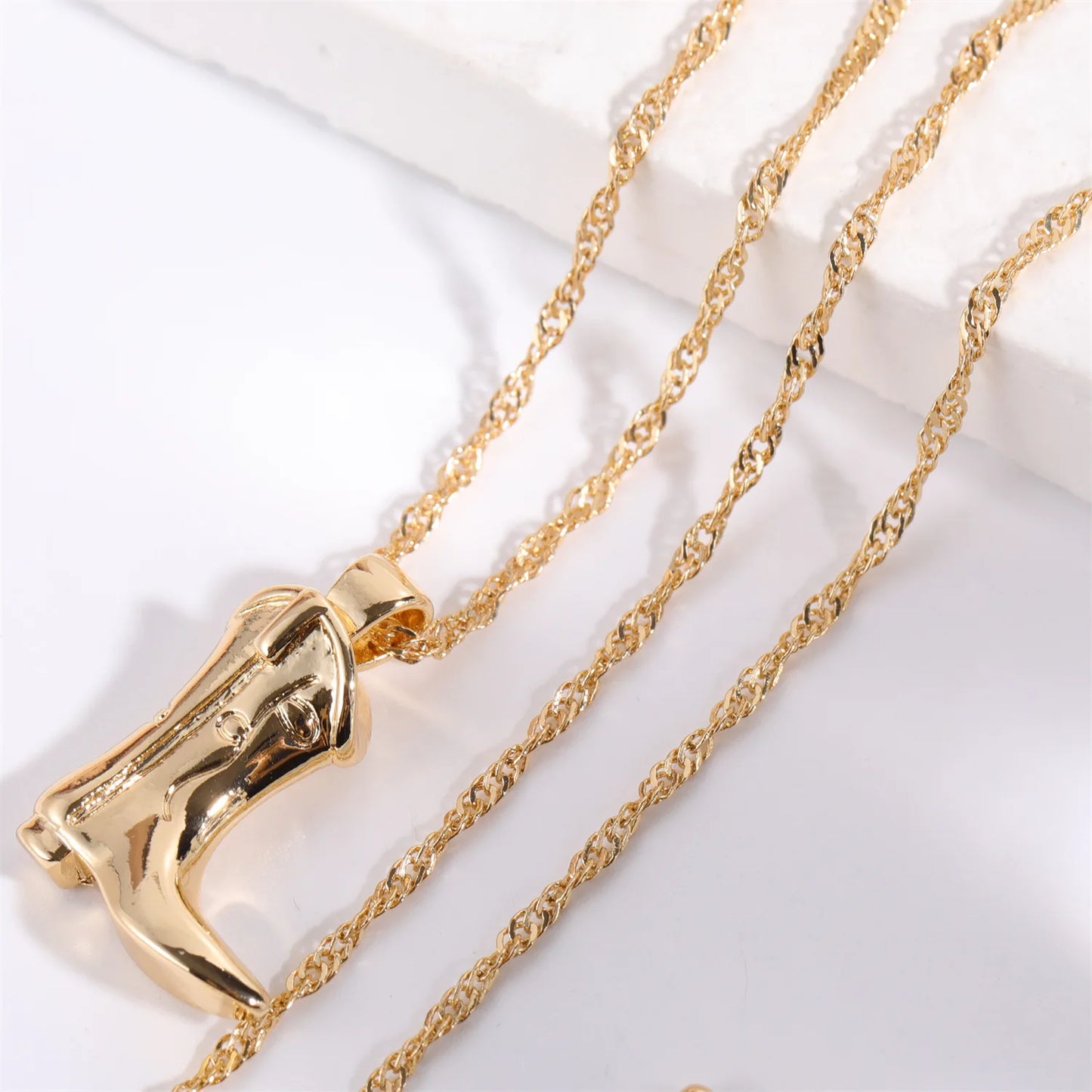 Stainless Steel Cowboy Boots Pendant Necklace For Women Vintage Punk Gold Plated Shoes Clavicle Chain Delicate Lucky Jewelry