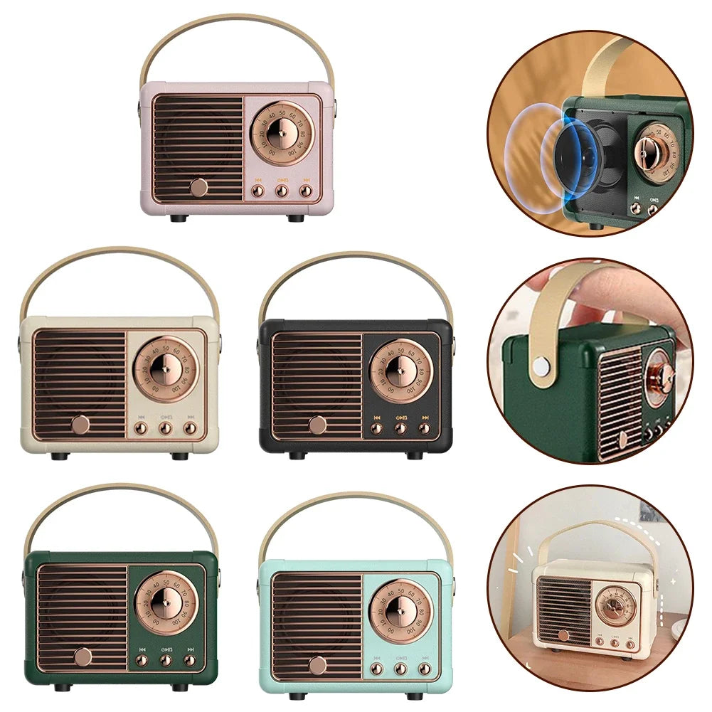 Retro Design Wireless Card Mini Portable Subwoofer Speaker With Surround High Fidelity Sound And Radio Function