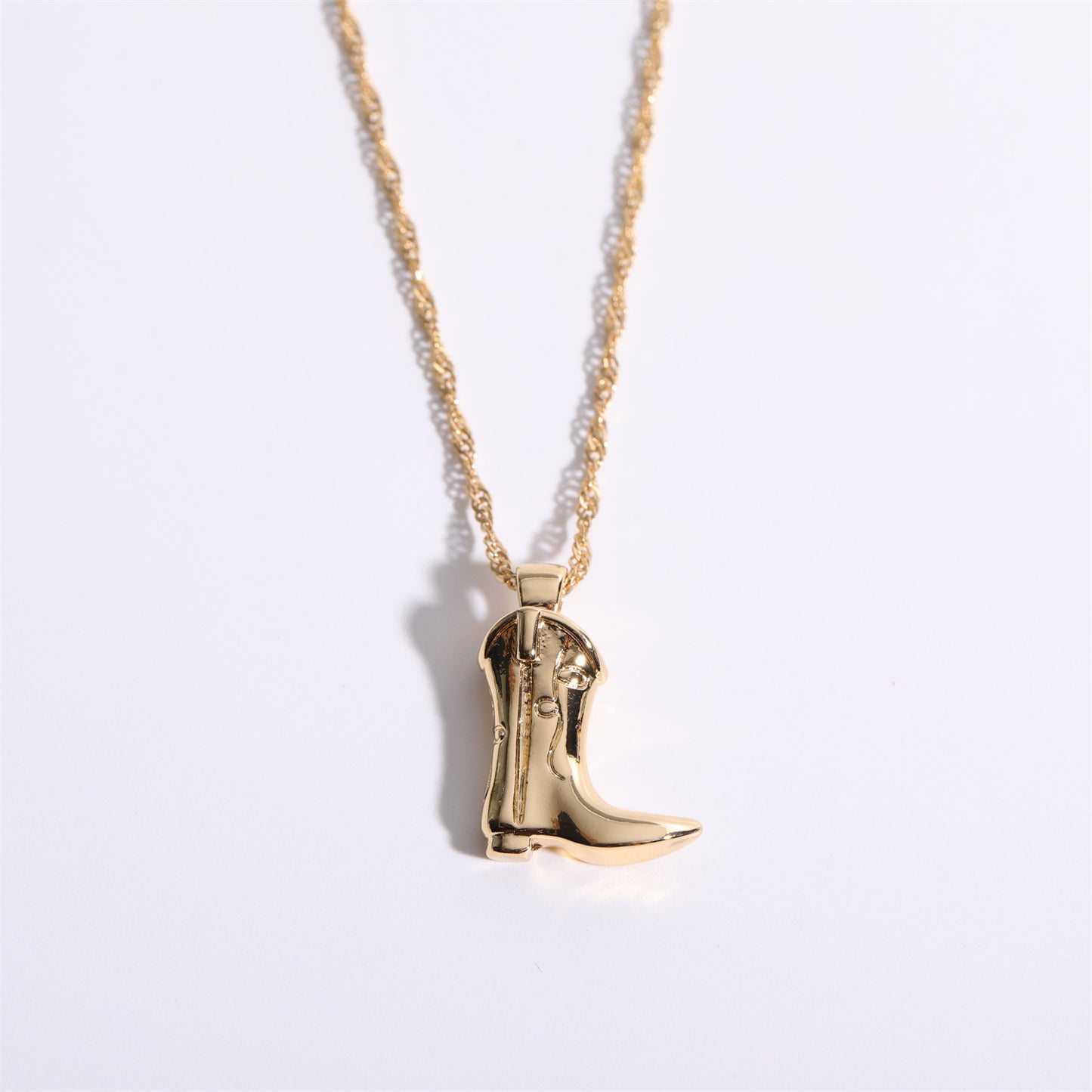 Stainless Steel Cowboy Boots Pendant Necklace For Women Vintage Punk Gold Plated Shoes Clavicle Chain Delicate Lucky Jewelry