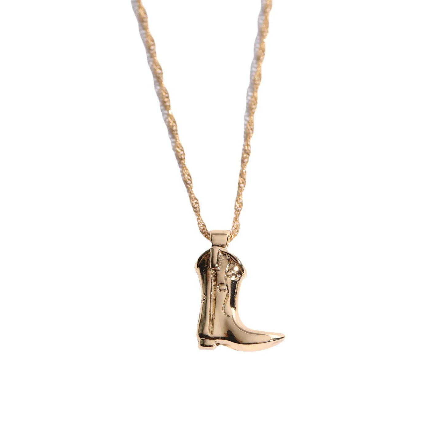 Stainless Steel Cowboy Boots Pendant Necklace For Women Vintage Punk Gold Plated Shoes Clavicle Chain Delicate Lucky Jewelry