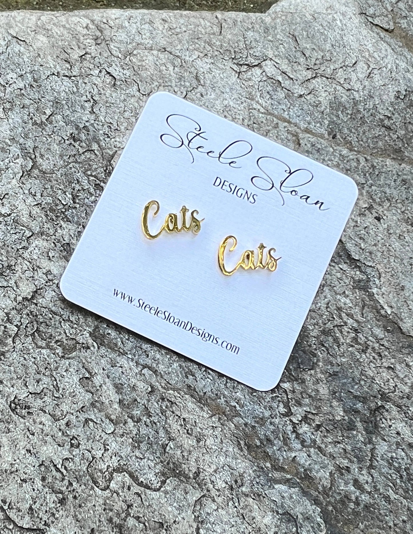Go Cats Fans Gold Stud Earrings  Cats Team Gift  Go Cats!