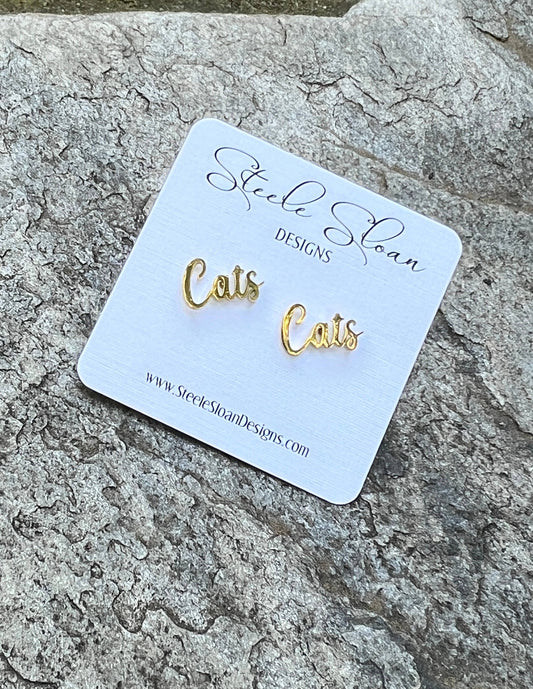 Go Cats Fans Gold Stud Earrings  Cats Team Gift  Go Cats!