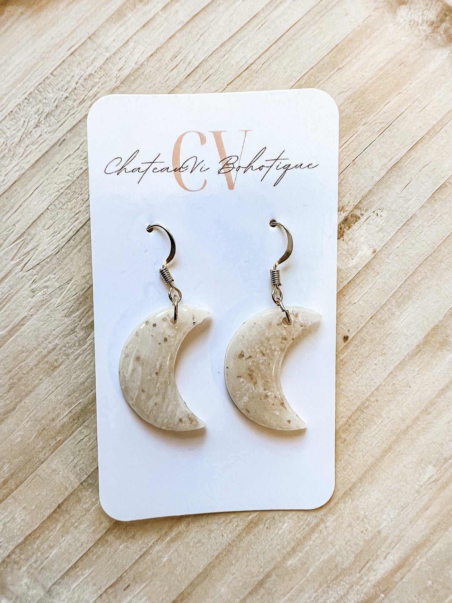 Crescent Moon Clay Earrings