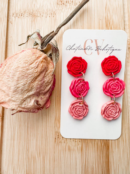 Rose Trio Ombré Studs