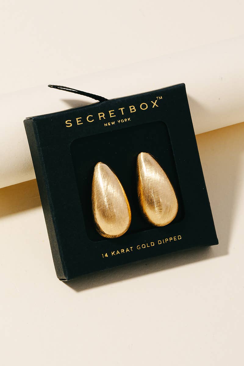 Secret Box Brushed Teardrop Earrings